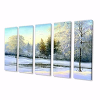 Green Trees Beautiful Winter Landscape Canvas Wall Art Print