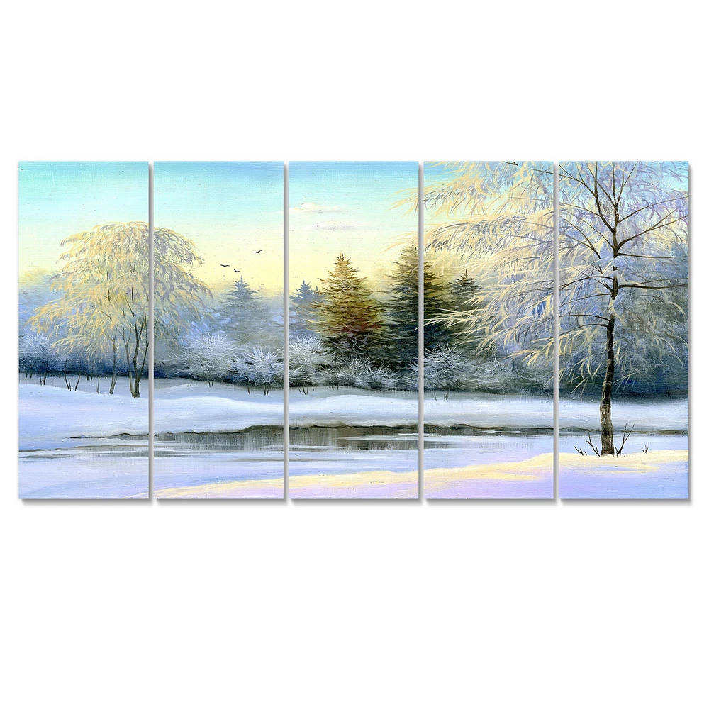 Green Trees Beautiful Winter Landscape Canvas Wall Art Print