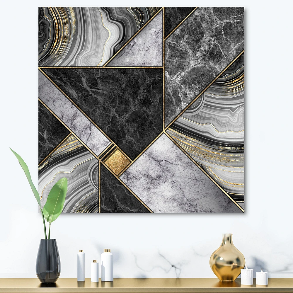 Marble Granite Agate with Touches of Gold  Canvas Wall Art Print