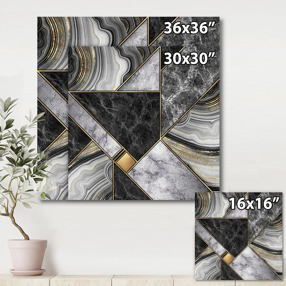 Marble Granite Agate with Touches of Gold  Canvas Wall Art Print