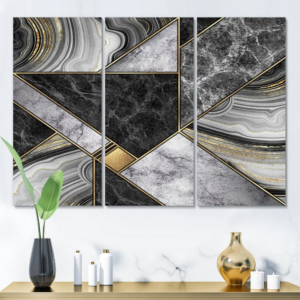 Marble Granite Agate with Touches of Gold  Canvas Wall Art Print