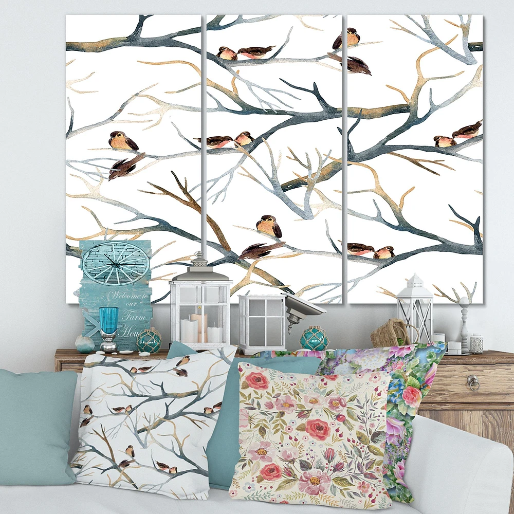 Toile imprimée « Little Birds on The Tree Branches I »