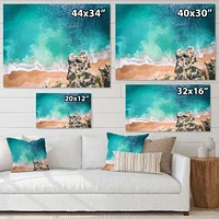 Turquoise Waves Breaking At The Sandy Beach I  Canvas Wall Art Print