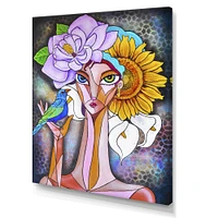 Cubist Girl Portrait Canvas Wall Art Print