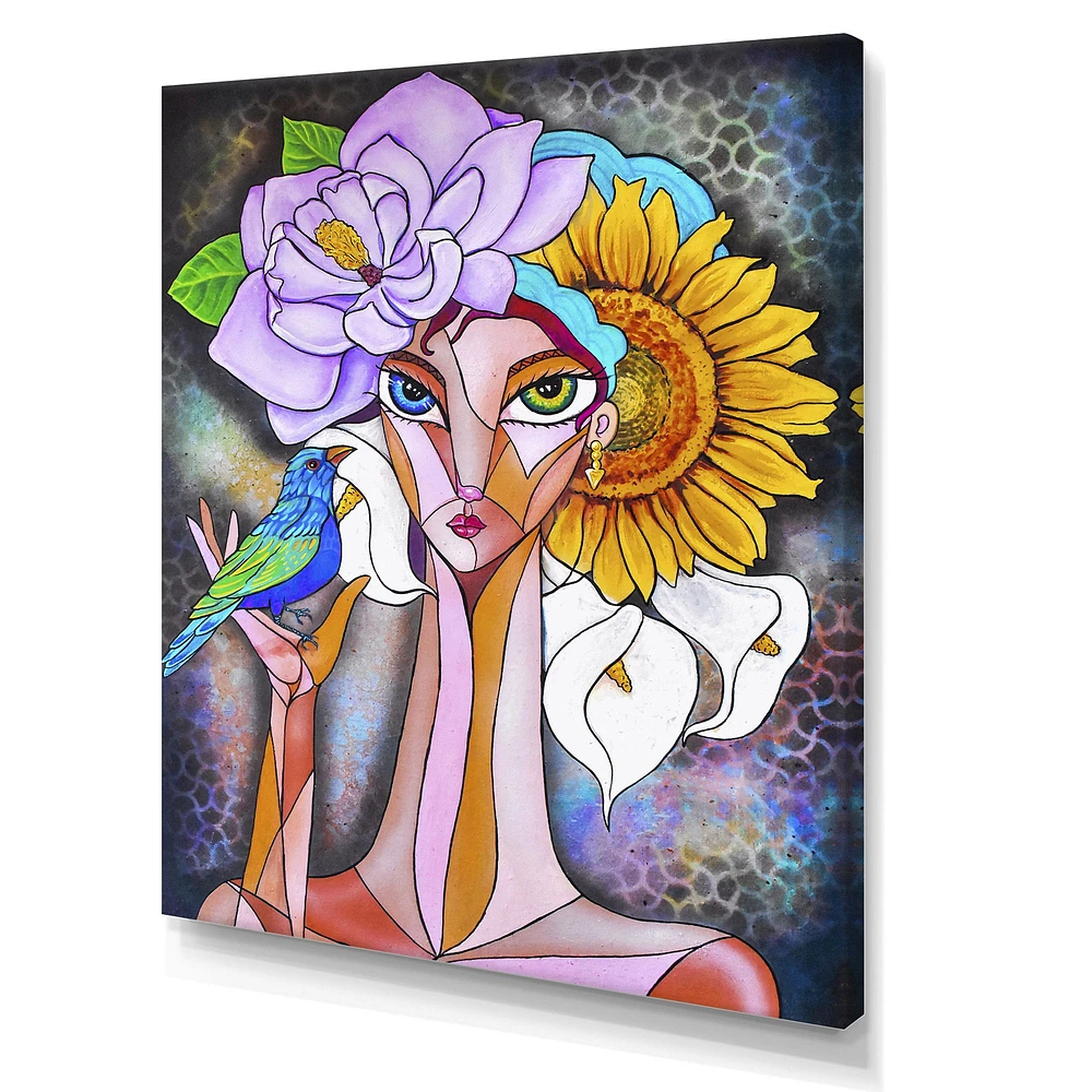 Cubist Girl Portrait Canvas Wall Art Print