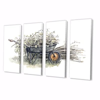 Old Garden Trolley Full of Cut Branches 4 Canvas Wall Art