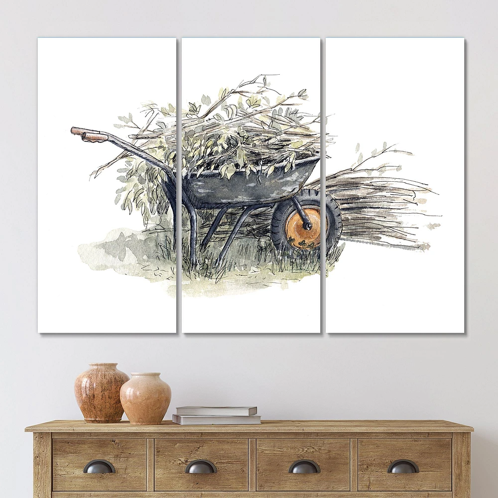 Old Garden Trolley Full of Cut Branches Canvas Wall Art Print