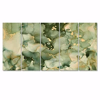 Green Luxury Abstract Fluid Art I Canvas Wall