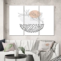 Abstract One Line Art Tropical Flower Canvas Wall Print - 3 Panels