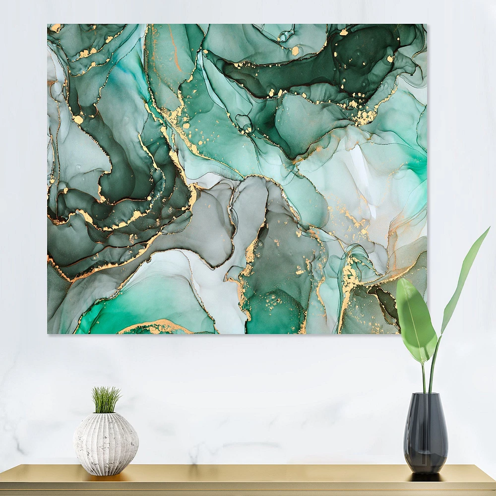 Toile imprimée « Green Luxury Abstract Fluid Art III