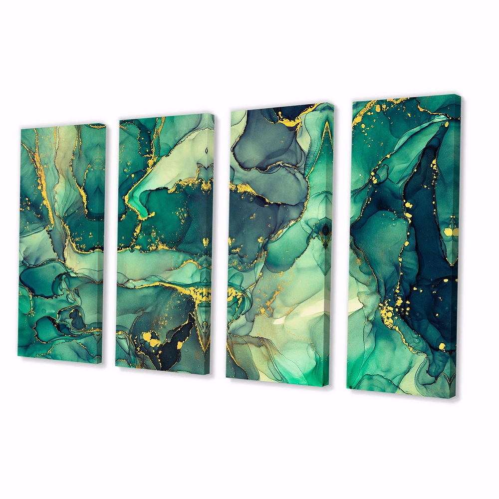 Toile imprimée « Luxury Abstract Fluid Art IV » verte