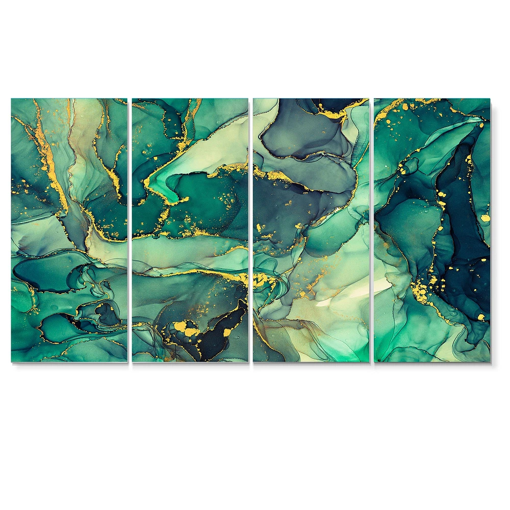 Toile imprimée « Luxury Abstract Fluid Art IV » verte