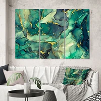 Green Luxury Abstract Fluid Art IV Canvas Wall Print