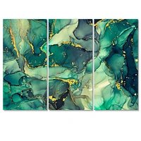 Green Luxury Abstract Fluid Art IV Canvas Wall Print