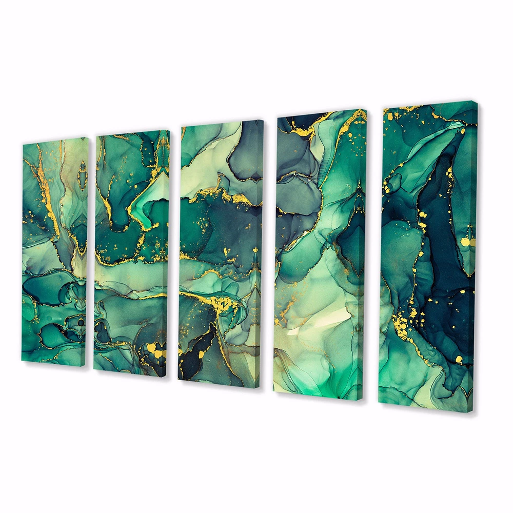 Toile imprimée « Luxury Abstract Fluid Art IV » verte