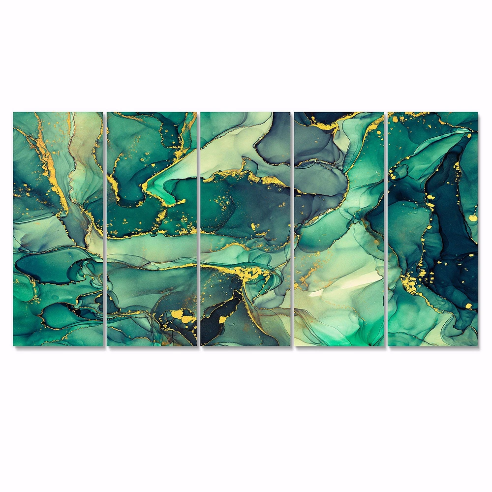 Toile imprimée « Luxury Abstract Fluid Art IV » verte