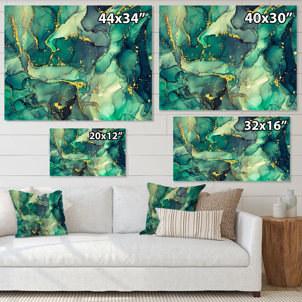 Green Luxury Abstract Fluid Art IV Canvas Wall Print