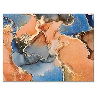 Blue and Orange Luxury Abstract Fluid Art I Canvas Wall Print