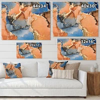Blue and Orange Luxury Abstract Fluid Art I Canvas Wall Print