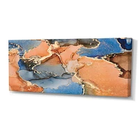 Blue and Orange Luxury Abstract Fluid Art I Canvas Wall Print