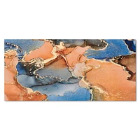 Blue and Orange Luxury Abstract Fluid Art I Canvas Wall Print