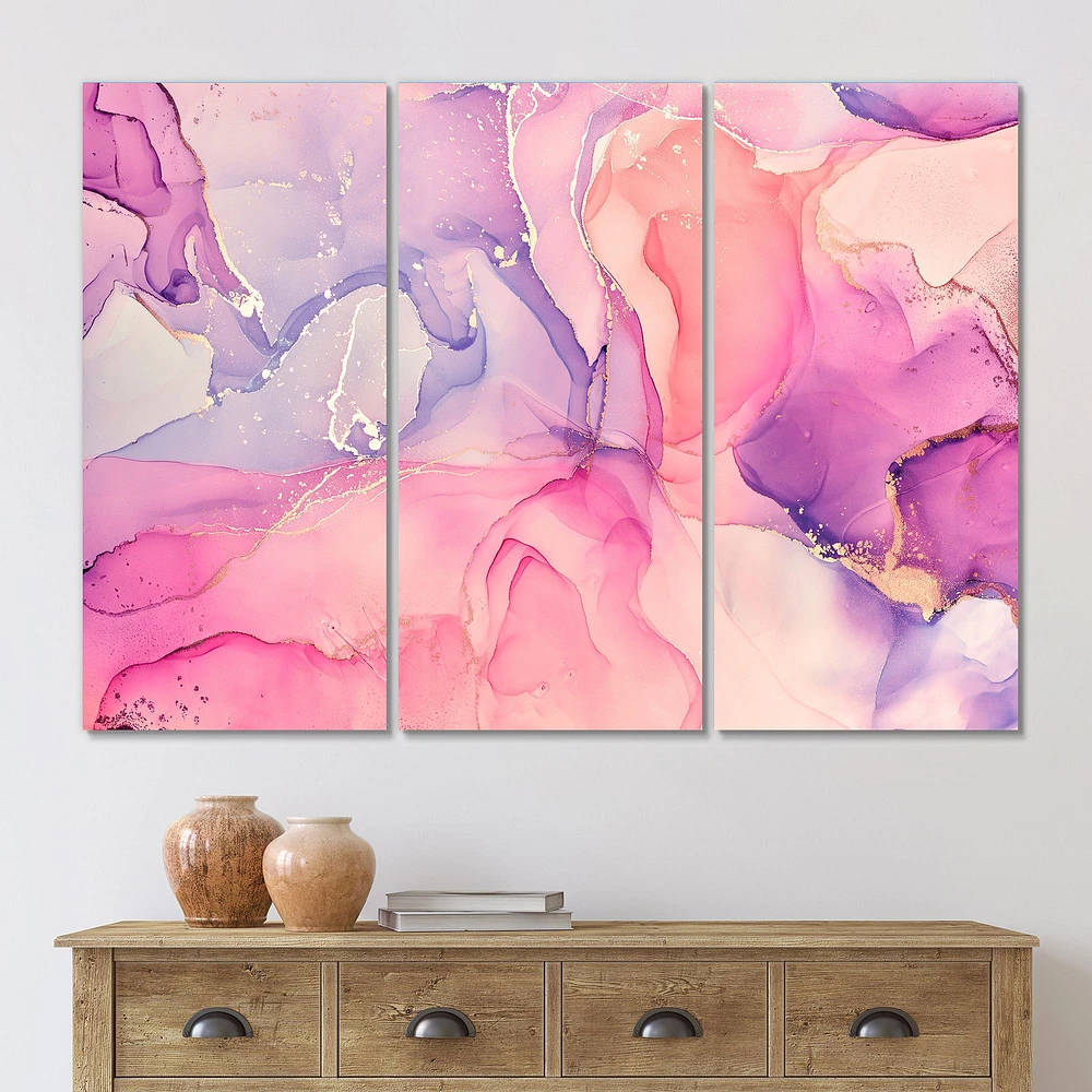 Toile imprimée « Pink and Purple Abstract Marble Texture I