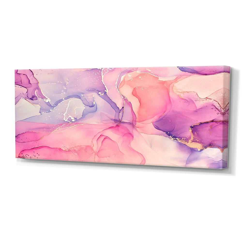 Pink and Purple Abstract Marble Texture I  Canvas Wall Art Print