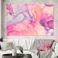 Pink and Purple Abstract Marble Texture I  Canvas Wall Art Print