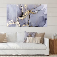 Closeup of Black and Golden Abstract Marble Texture  Canvas Wall Art Print - 4-5 Panels
