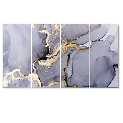 Closeup of Black and Golden Abstract Marble Texture  Canvas Wall Art Print - 4-5 Panels