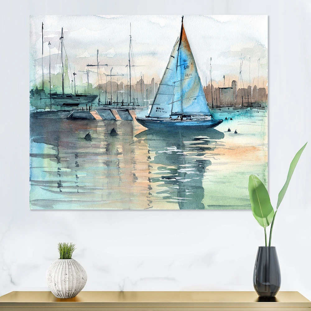 Toile imprimée « A Sailboat Marina with Some Yachts