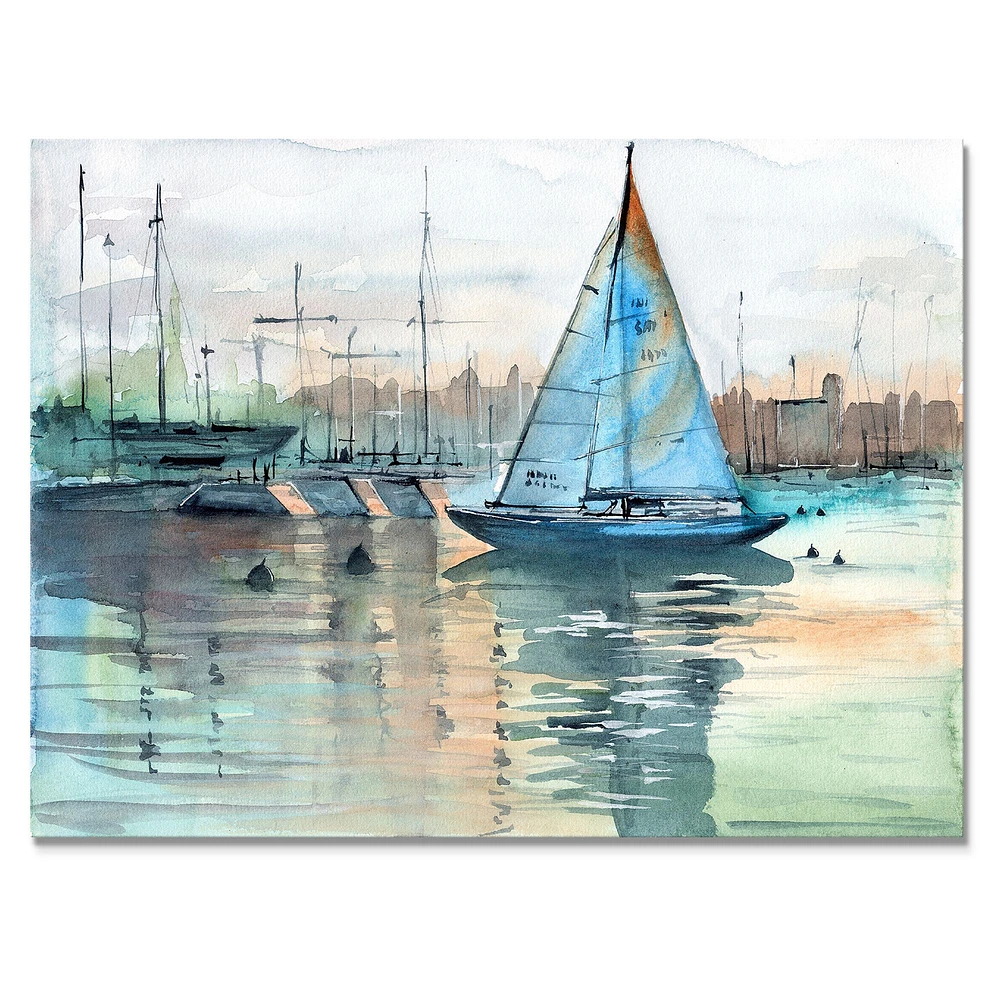 Toile imprimée « A Sailboat Marina with Some Yachts