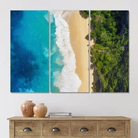 Sea and Beach Turquoise Water 3 Pannels Canvas Wall Art Print