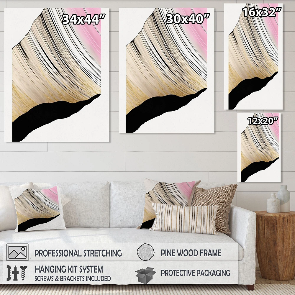 Minimalism Pink And Gold Cubic Fusion I Wall Art