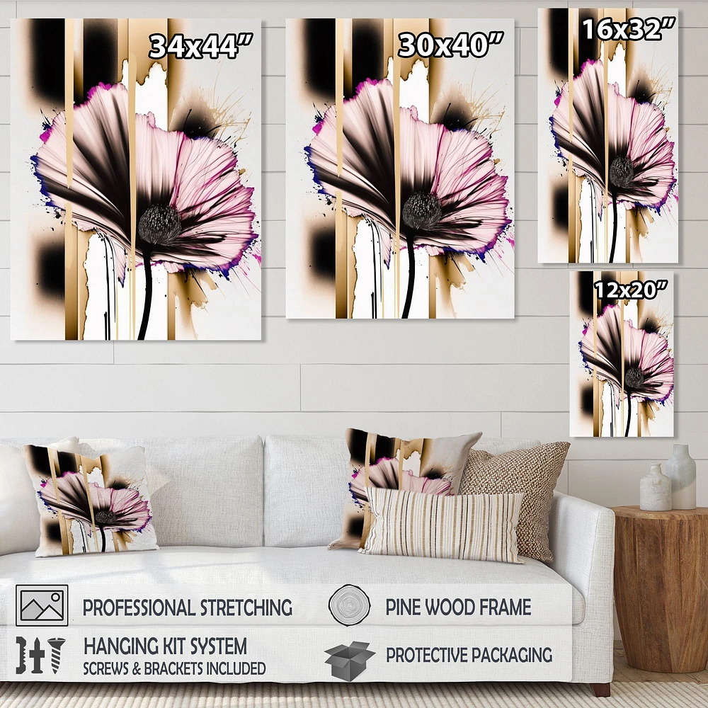 Pink Gerbera Flower On Abstract Fusion Wall Art