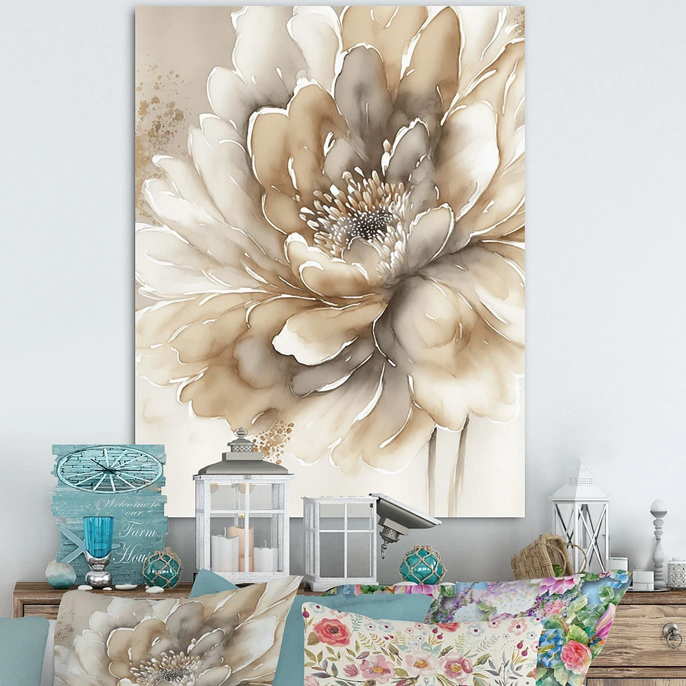 Single Beige Flower IV Wall Art