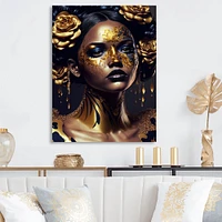 Gold Floral Woman V Wall Art