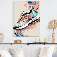 Pink And Blue Art Deco Sport Shoes Wall