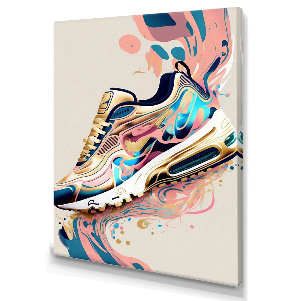 Pink And Blue Art Deco Sport Shoes Wall