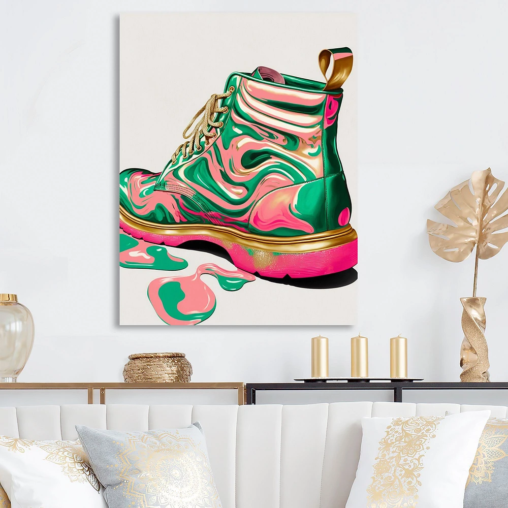 Pink And Green Art Deco Army Shoes Wall