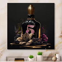 Chic Perfume Bottle With Pink Roses I Wall Art