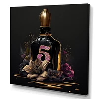 Chic Perfume Bottle With Pink Roses I Wall Art