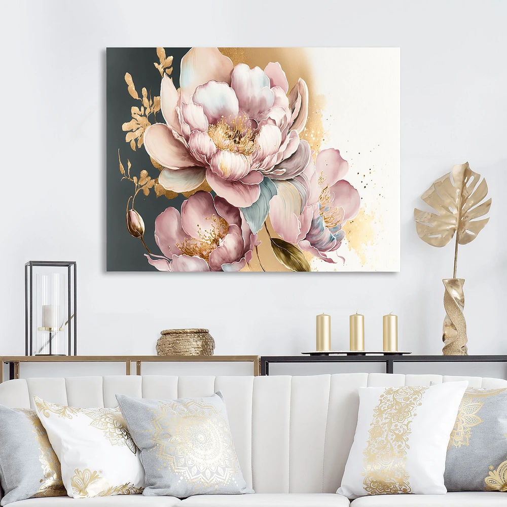 Pink And Gold Orchid Flower Wall Art