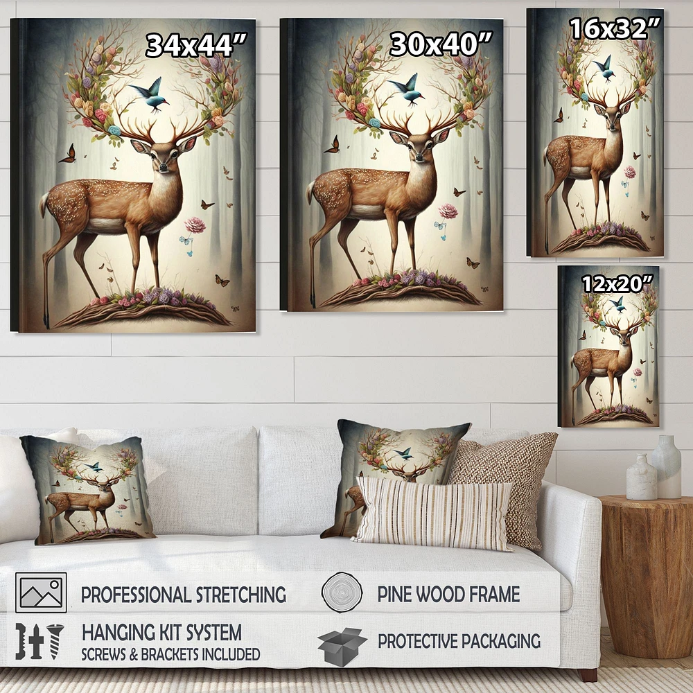 Deer With Blooming Antlers Wall Art