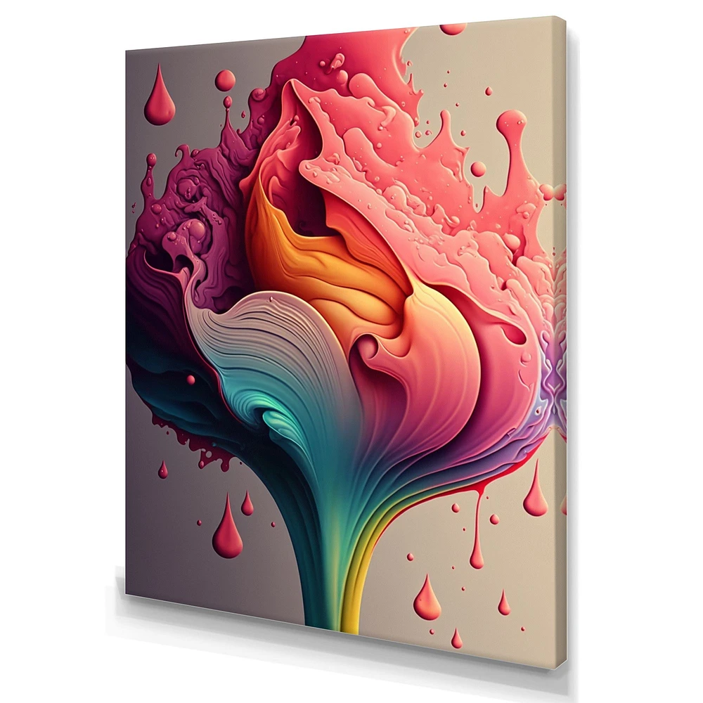 Multicolor Liquid Ink Tulip Flowers I Wall Art