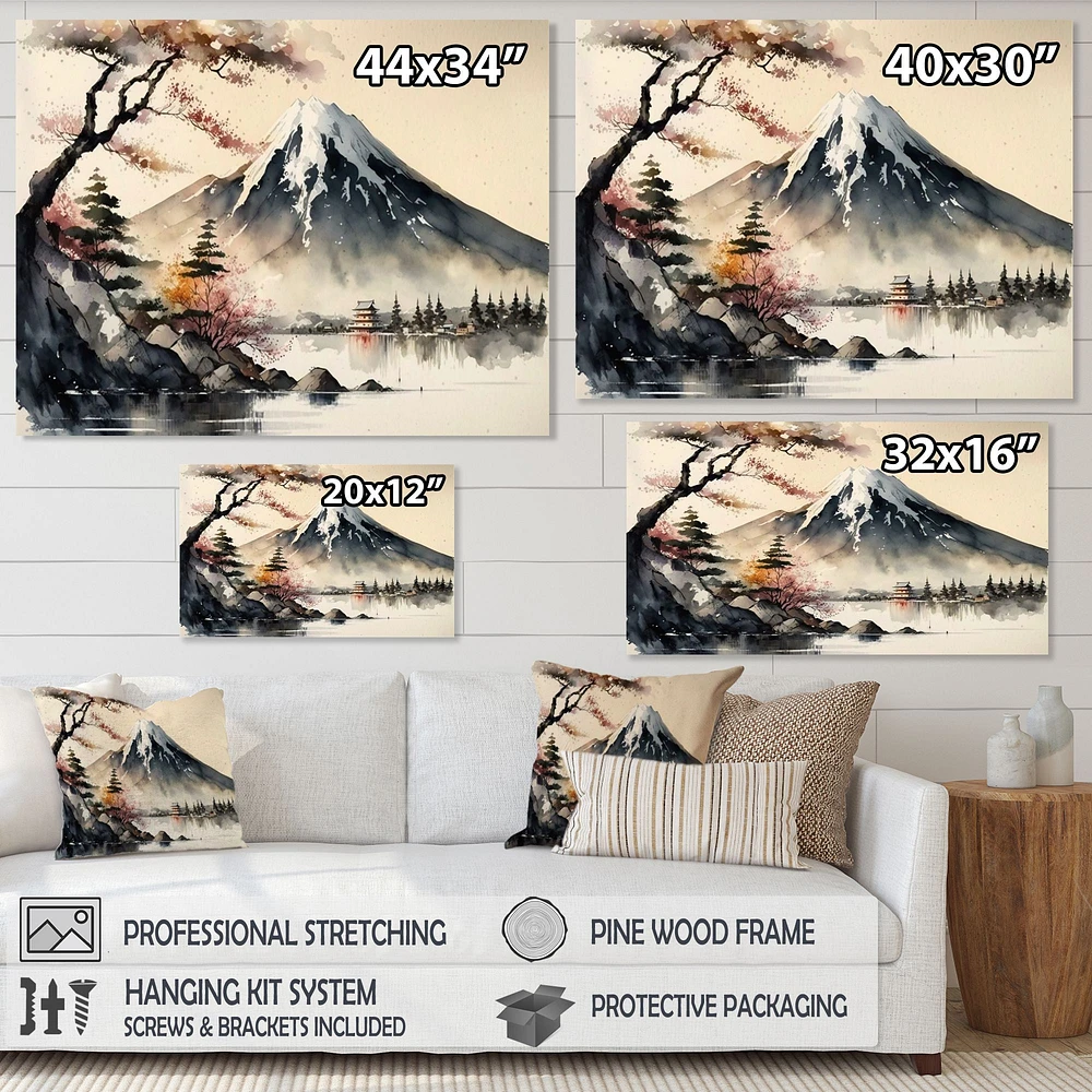 Japanese Landscape Watercolor Wall Art