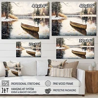 Winter Scene With Canoe Wall Art