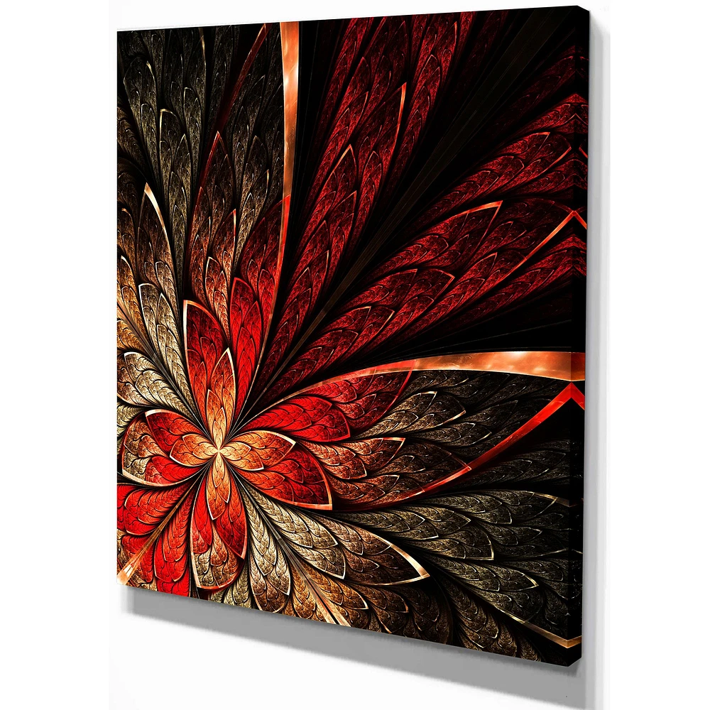 Fractal Flower Yellow and Red  Wall Art