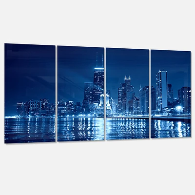 Toile imprimée « Blue Chicago Skyline Night