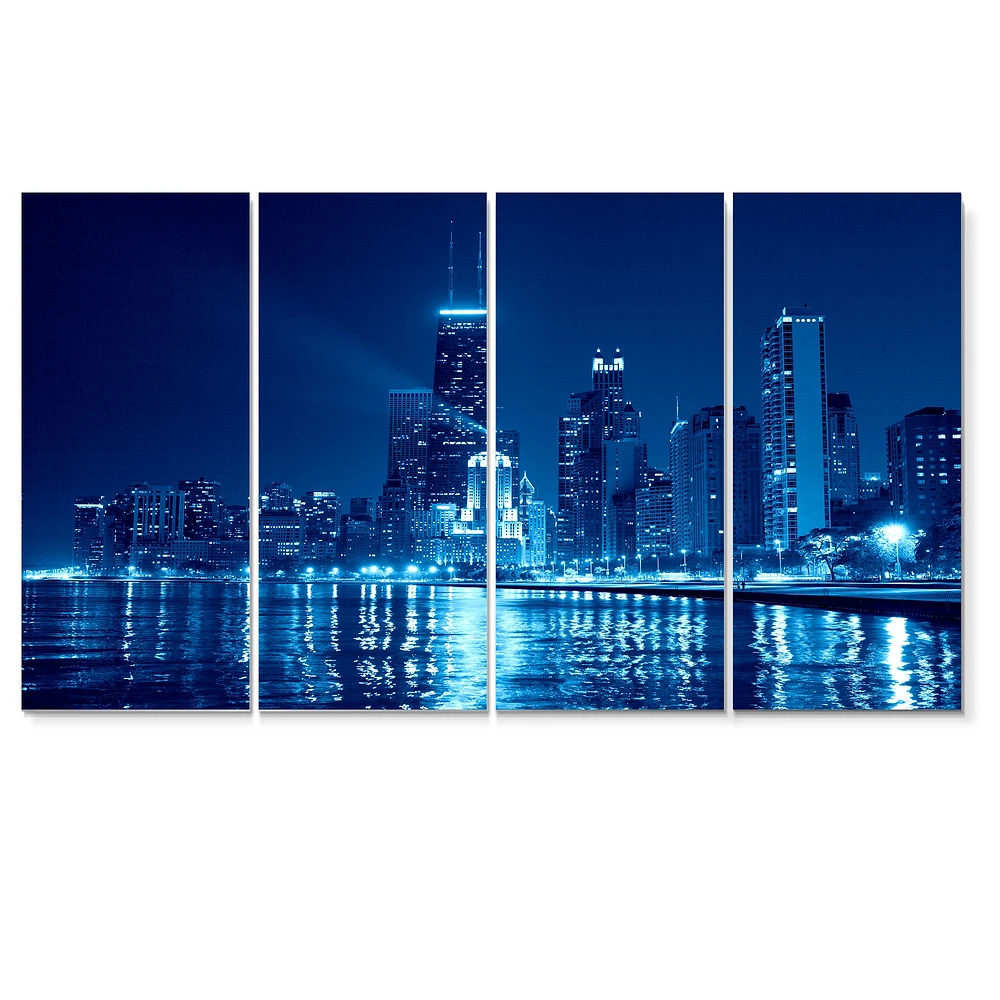 Blue Chicago Skyline Night  Canvas Print